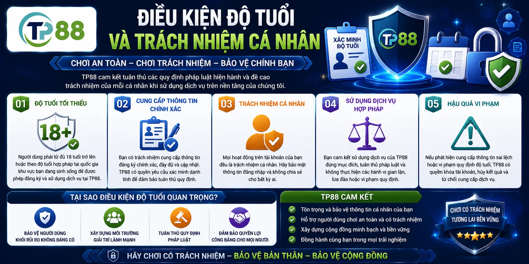 Chơi Có Trách Nhiệm Tại TP88 – Kiểm Soát Thời Gian Và Ngân Sách 1 Điều kiện độ tuổi và trách nhiệm cá nhân