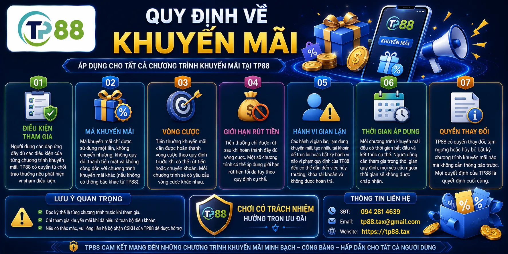 Điều Khoản Và Điều Kiện Sử Dụng Website TP88 2 Quy định về khuyến mãi