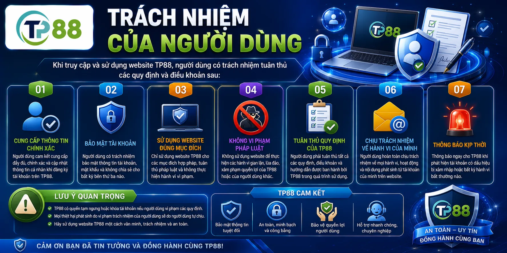 Điều Khoản Và Điều Kiện Sử Dụng Website TP88 1 Trách nhiệm của người dùng